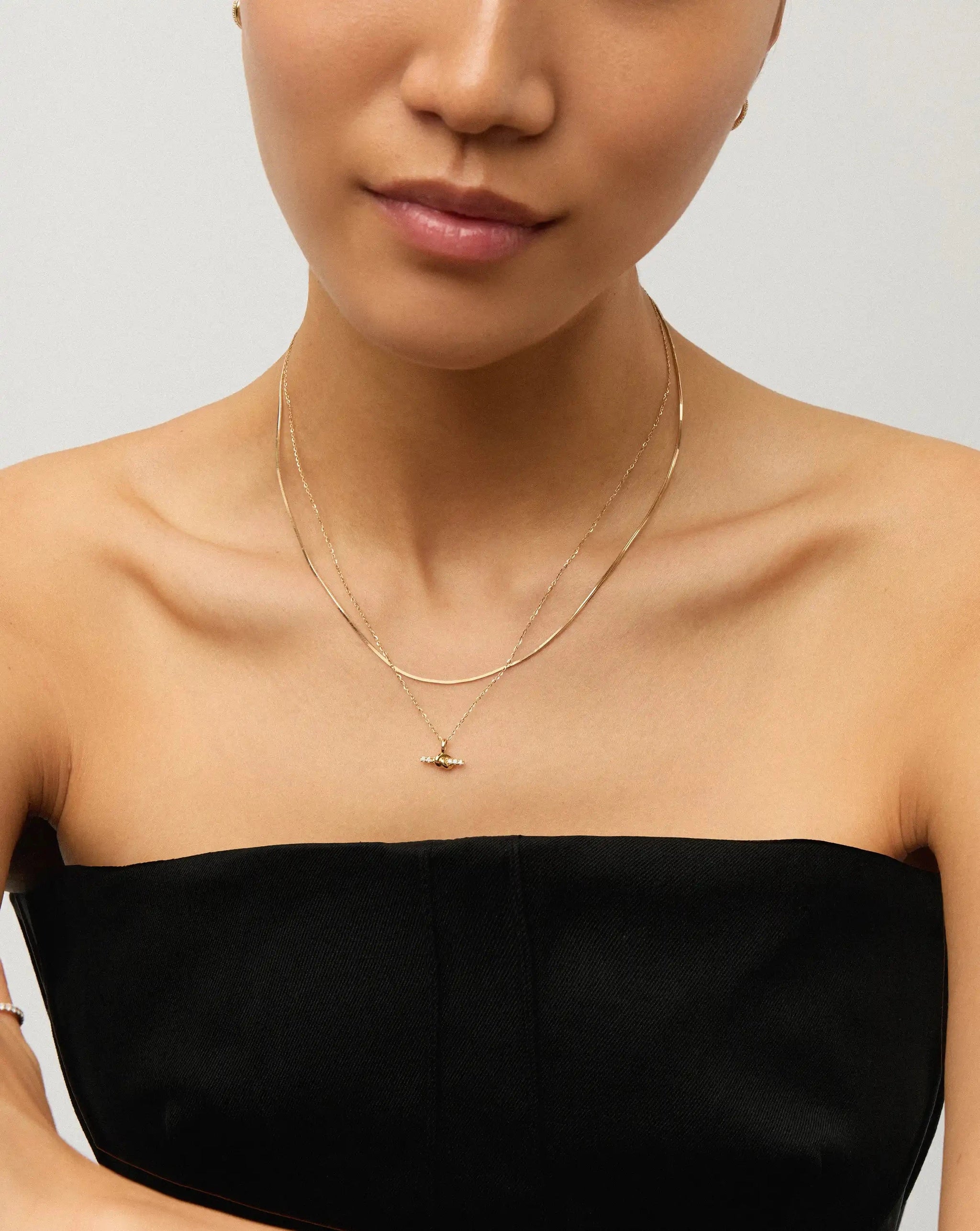 Lucy Williams Fine Diamond T-Bar & Square Snake Necklace Set | 14ct Yellow Gold Necklaces Missoma