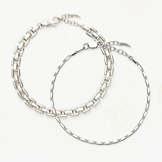 Lucy Williams Horizon & Timepiece Bracelet Set | Sterling Silver/Silver Plated Bracelets Missoma