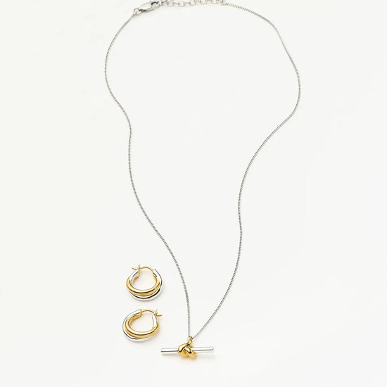 Lucy Williams Knot T-Bar Necklace & Entwine Earrings Set | Mixed Metal Earrings Missoma