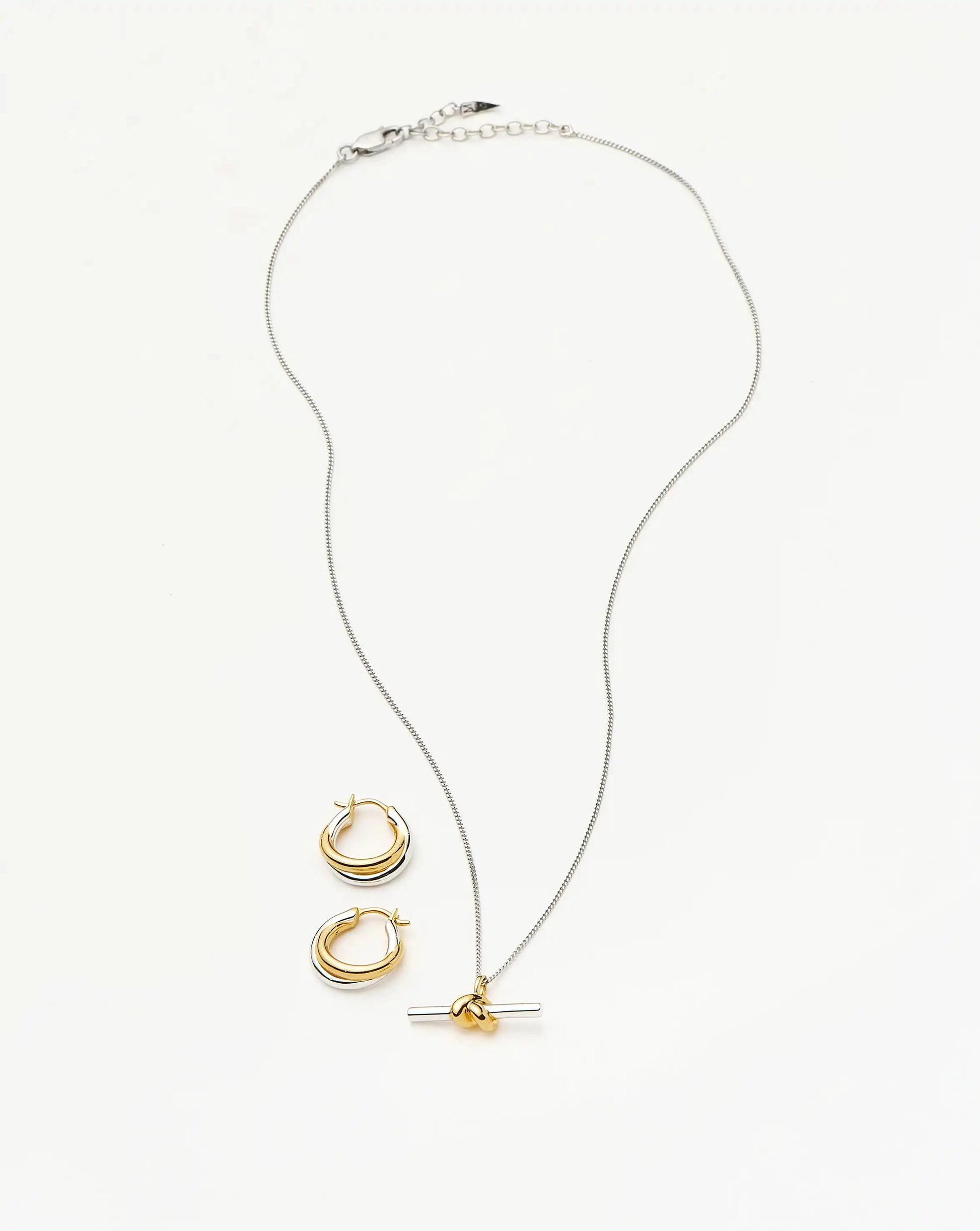 Lucy Williams Knot T-Bar Necklace & Entwine Earrings Set | Mixed Metal Earrings Missoma