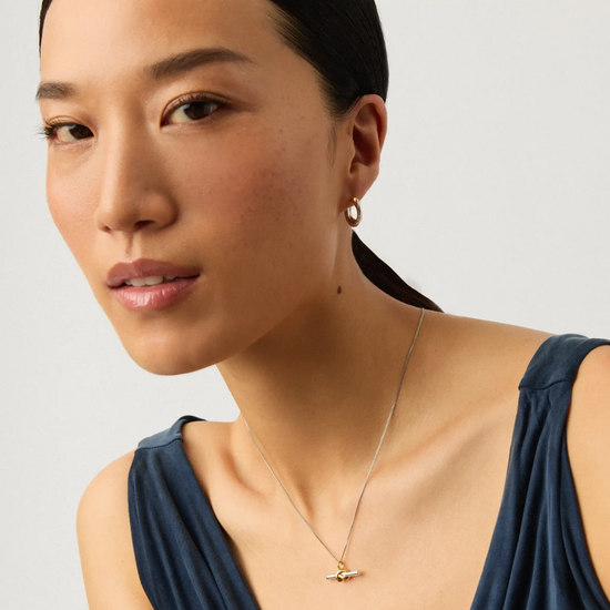 Lucy Williams Knot T-Bar Necklace & Entwine Earrings Set | Mixed Metal Earrings Missoma