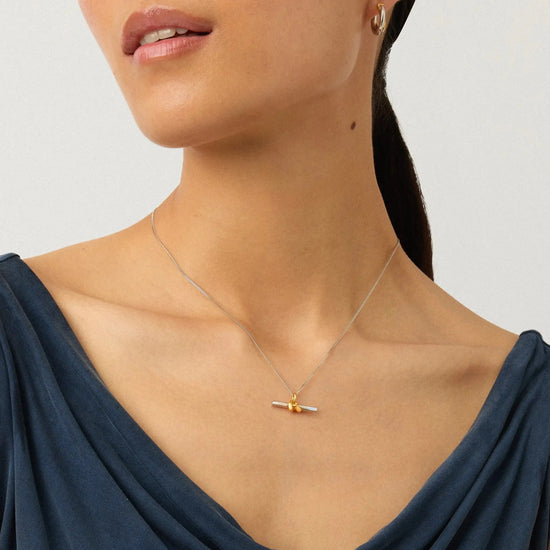 Lucy Williams Knot T-Bar Necklace & Entwine Earrings Set | Mixed Metal Earrings Missoma