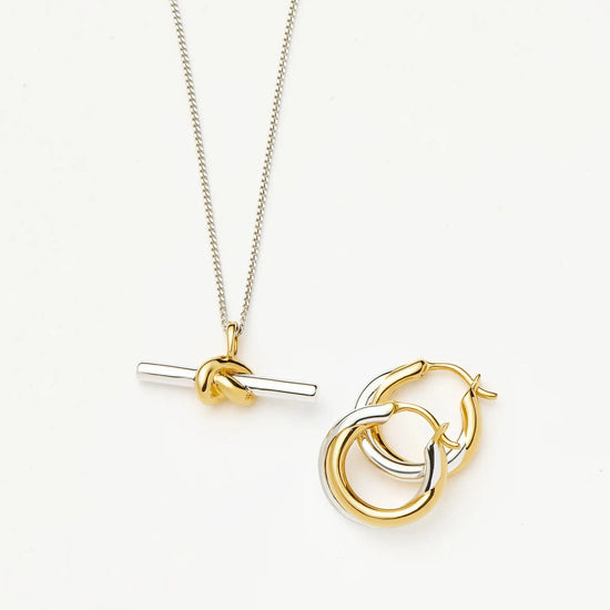 Lucy Williams Knot T-Bar Necklace & Entwine Earrings Set | Mixed Metal Earrings Missoma