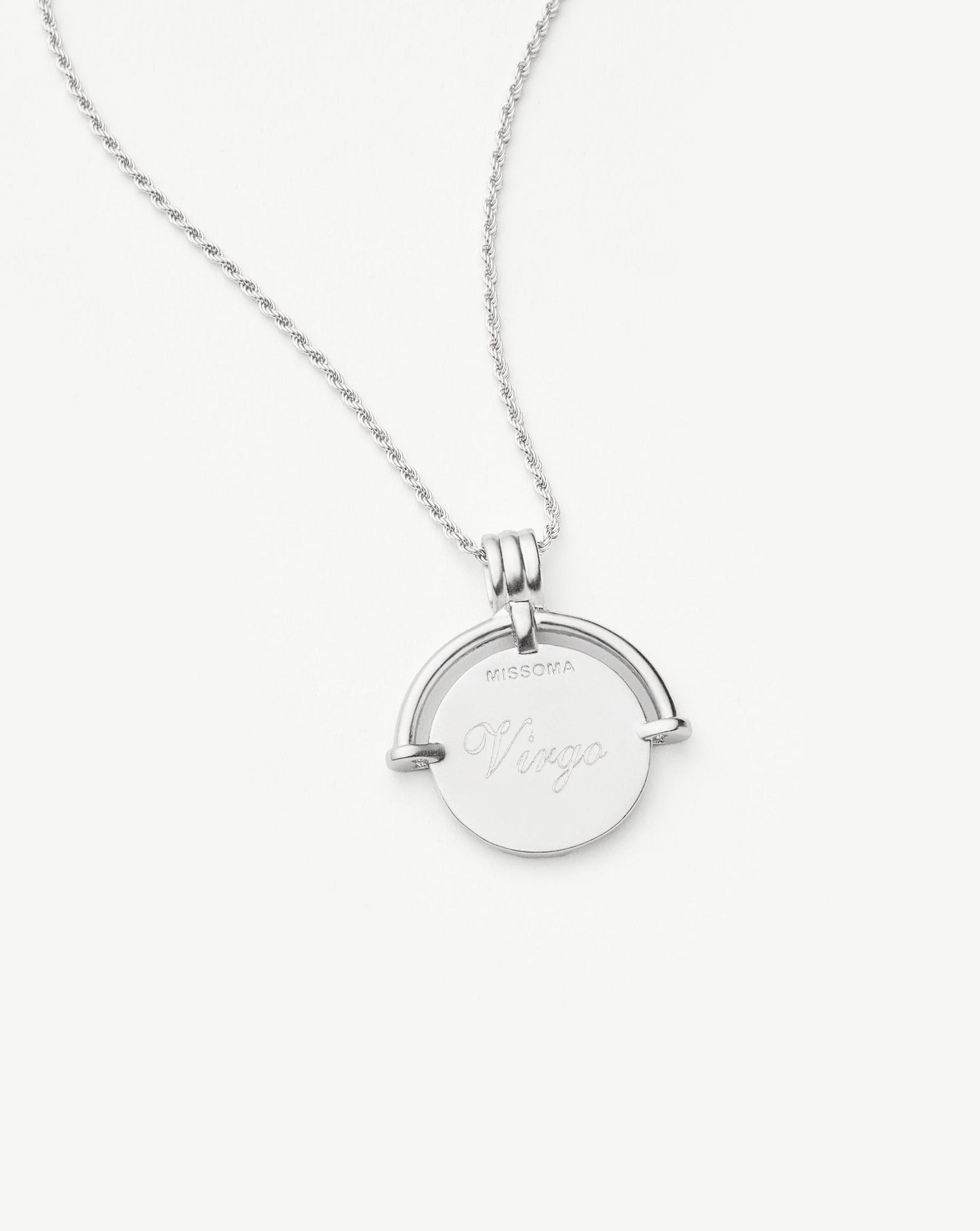 Lucy Williams Medium Engravable Roman Arc Coin Necklace | Silver Plated Necklaces Missoma