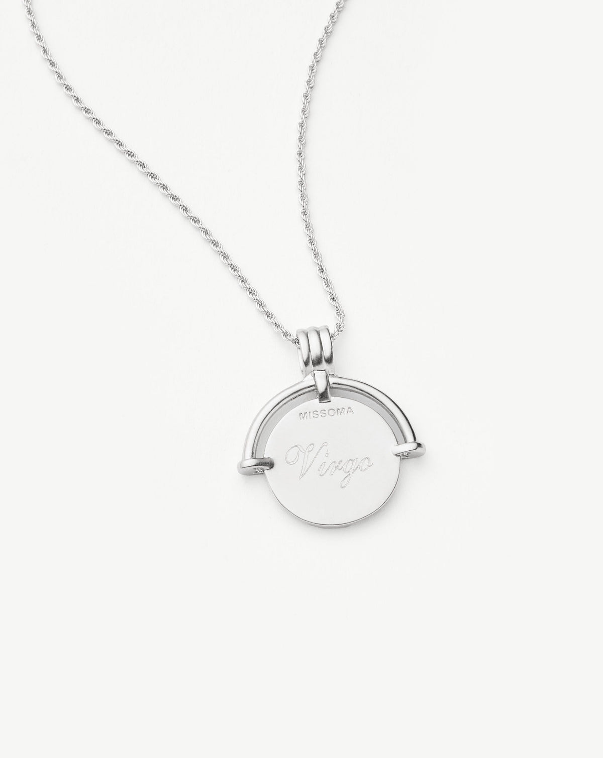 Lucy Williams Medium Engravable Roman Arc Coin Necklace | Silver Plated Necklaces Missoma