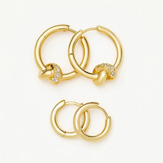 Lucy Williams Pavé Knot & Classic Tunnel Earrings Set | 18ct Gold Plated/18ct Gold Vermeil Earrings Missoma
