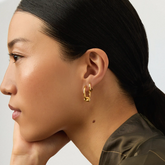 Lucy Williams Pavé Knot & Classic Tunnel Earrings Set | 18ct Gold Plated/18ct Gold Vermeil Earrings Missoma