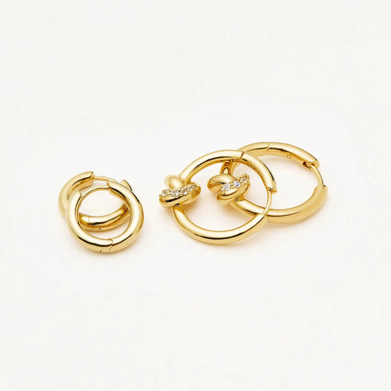 Lucy Williams Pavé Knot & Classic Tunnel Earrings Set | 18ct Gold Plated/18ct Gold Vermeil Earrings Missoma