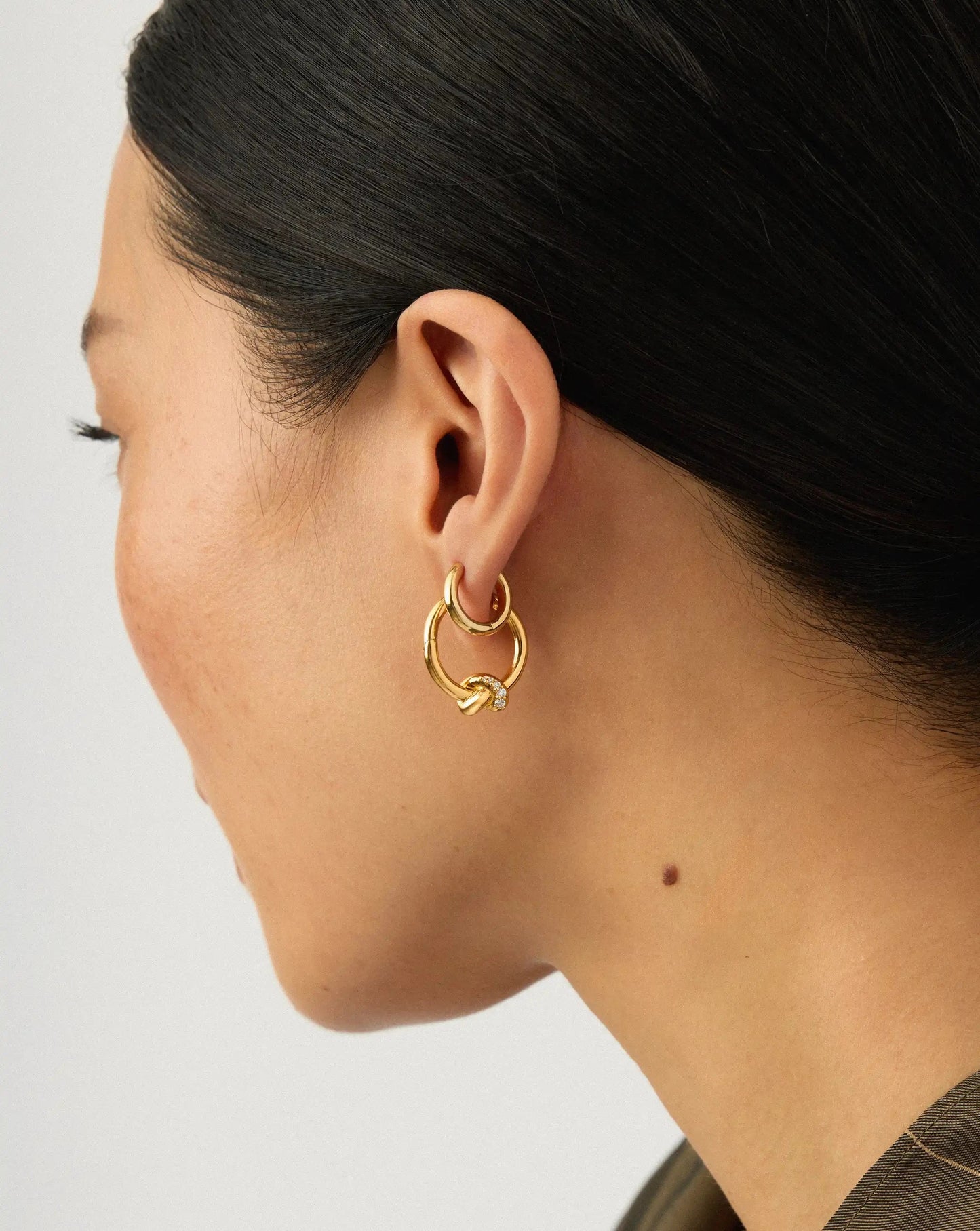Lucy Williams Pavé Knot & Classic Tunnel Earrings Set | 18ct Gold Plated/18ct Gold Vermeil Earrings Missoma