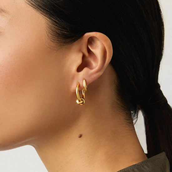 Lucy Williams Pavé Knot & Classic Tunnel Earrings Set | 18ct Gold Plated/18ct Gold Vermeil Earrings Missoma