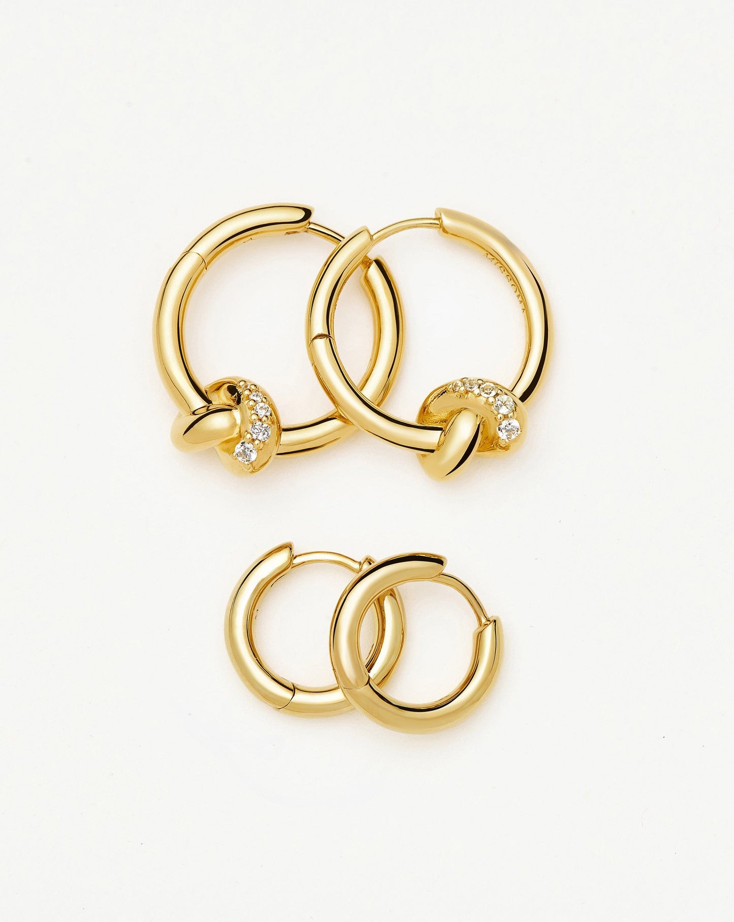Lucy Williams Pavé Knot & Classic Tunnel Earrings Set | 18ct Gold Plated/18ct Gold Vermeil Earrings Missoma