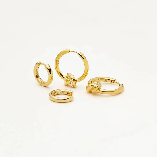 Lucy Williams Pavé Knot & Classic Tunnel Earrings Set | 18ct Gold Plated/18ct Gold Vermeil Earrings Missoma