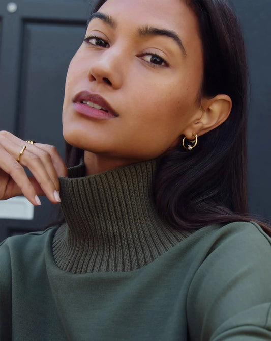 Lucy Williams Pavé Knot Small Hoop Earrings | 18ct Gold Plated Earrings Missoma