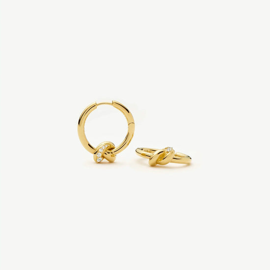 Lucy Williams Pavé Knot Small Hoop Earrings | 18ct Gold Plated Earrings Missoma