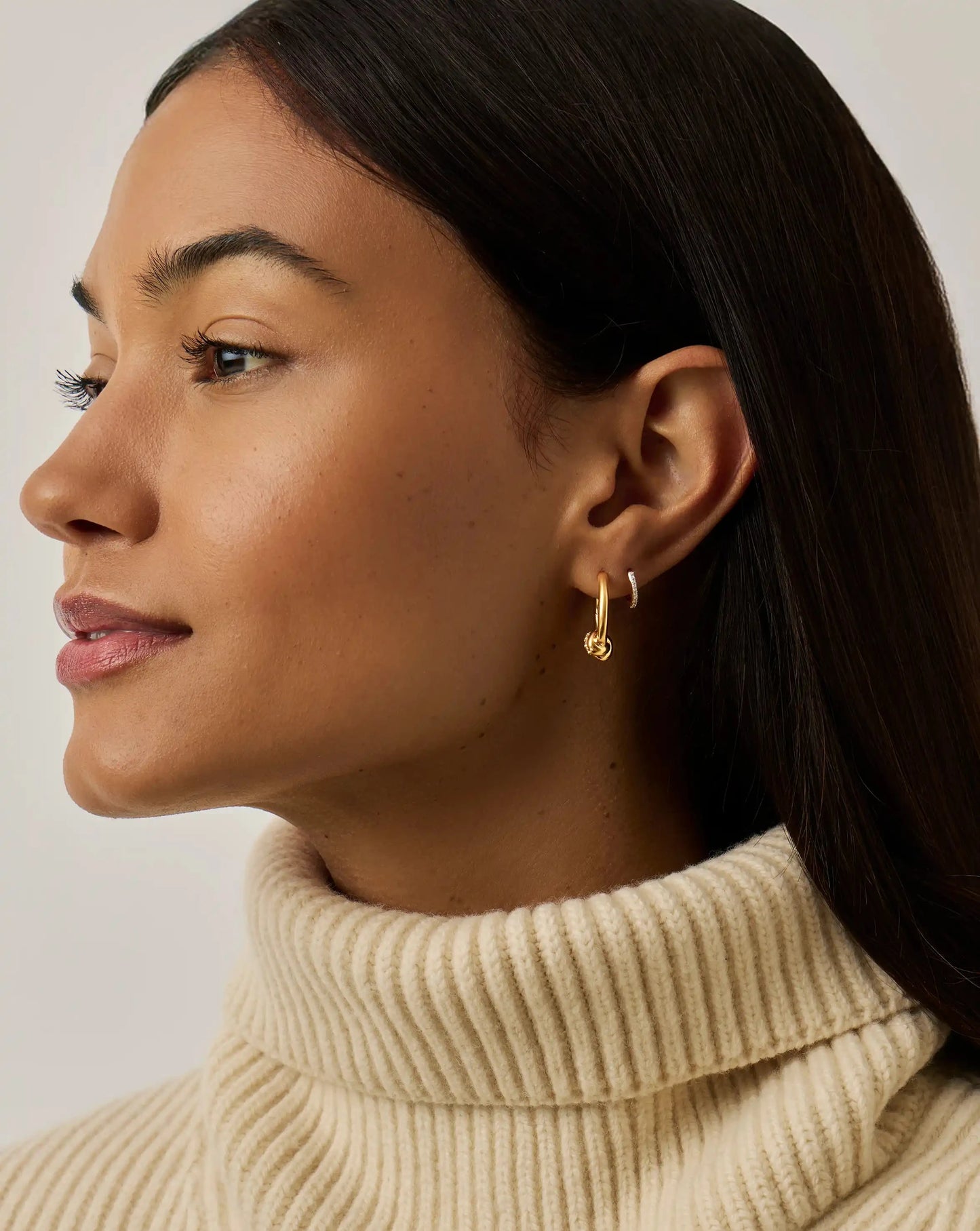 Lucy Williams Pavé Knot Small Hoop Earrings | 18ct Gold Plated Earrings Missoma