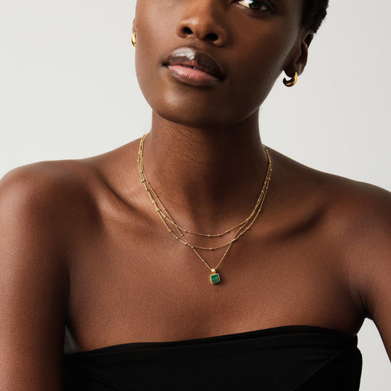 Lucy Williams Square Malachite Necklace | 18ct Gold Vermeil/Malachite Necklaces Missoma