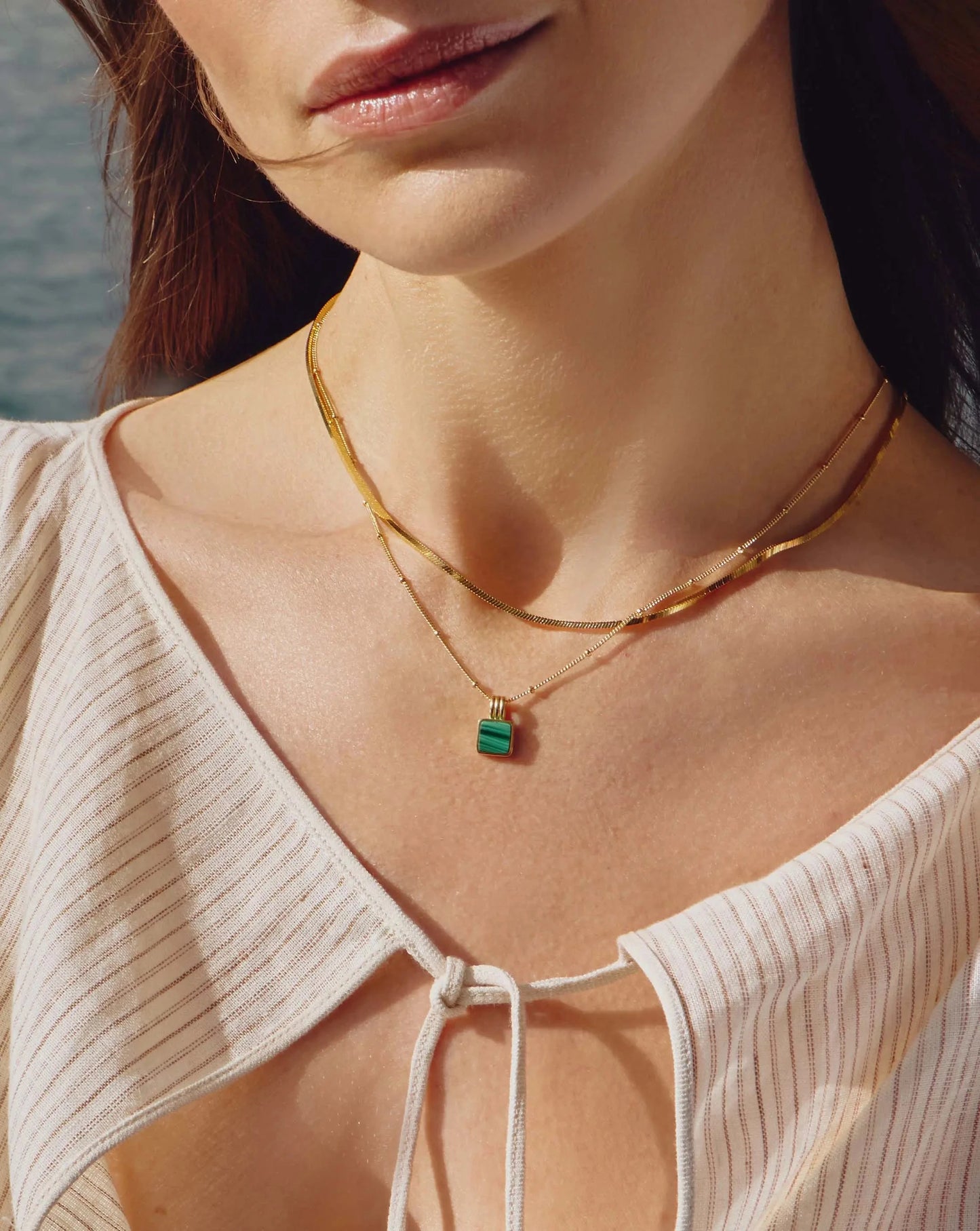 Lucy Williams Square Malachite Necklace | 18ct Gold Vermeil/Malachite Necklaces Missoma