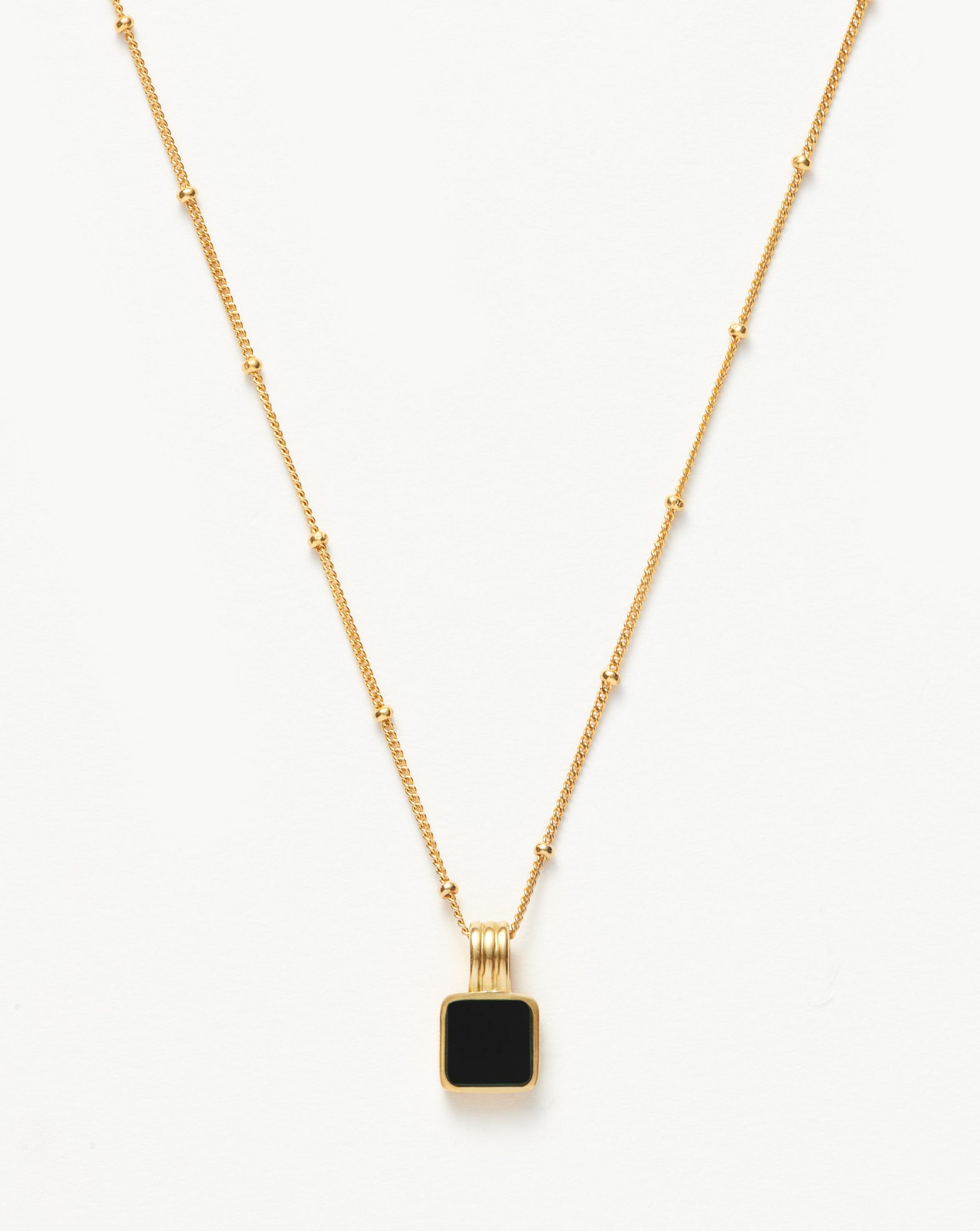 Lucy Williams Square Onyx Gemstone Necklace | 18ct Gold Plated Vermeil