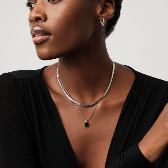 Lucy Williams Square Onyx Necklace | Sterling Silver/Black Onyx Necklaces Missoma