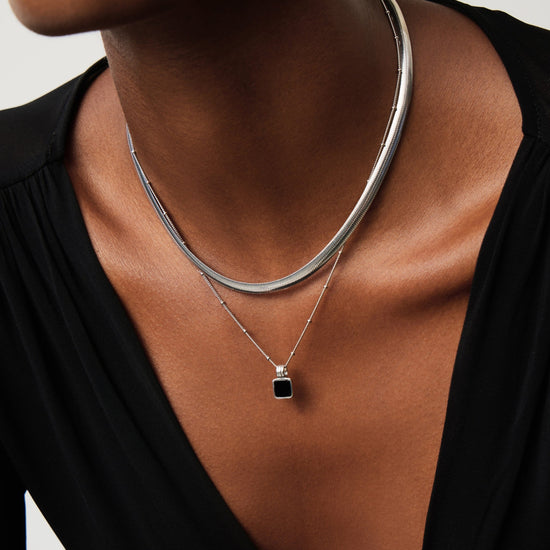 Lucy Williams Square Onyx Necklace | Sterling Silver/Black Onyx Necklaces Missoma