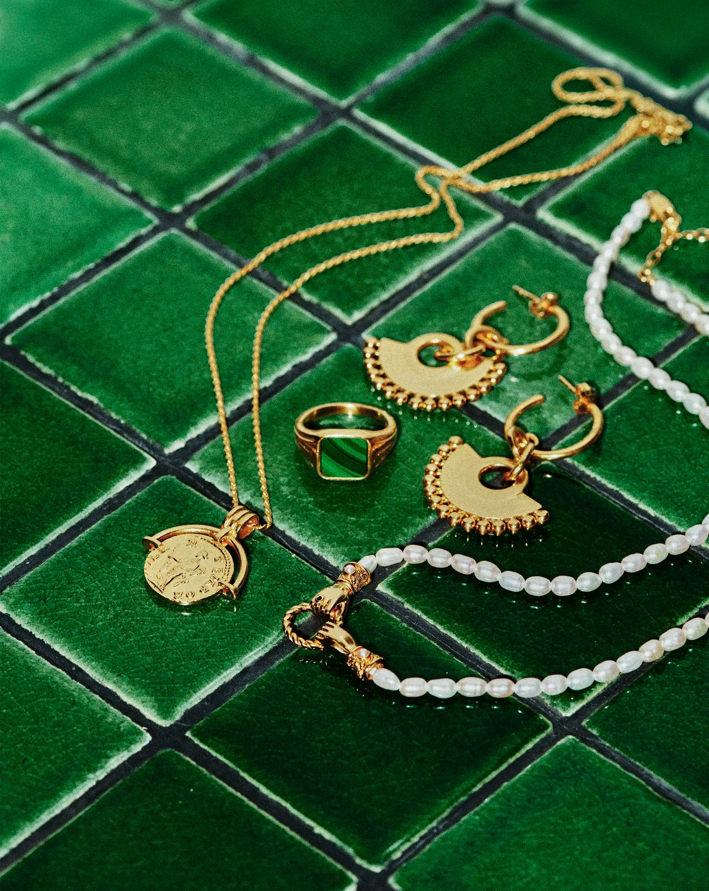 Lucy Williams Square Signet Ring | 18ct Gold Vermeil/Malachite Rings Missoma