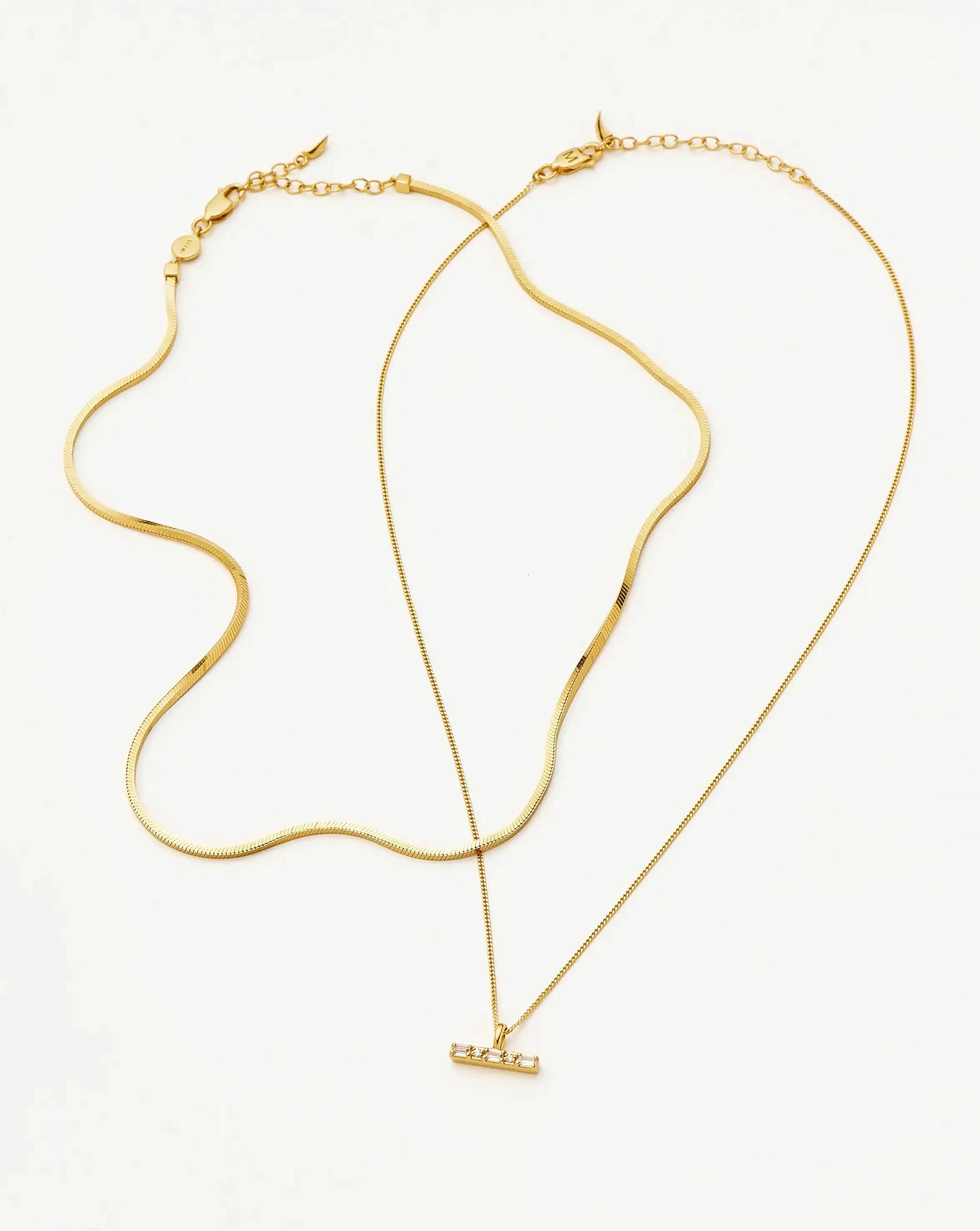 Lucy Williams Square Snake & T-Bar Necklace Set | 18ct Gold Vermeil Necklaces Missoma