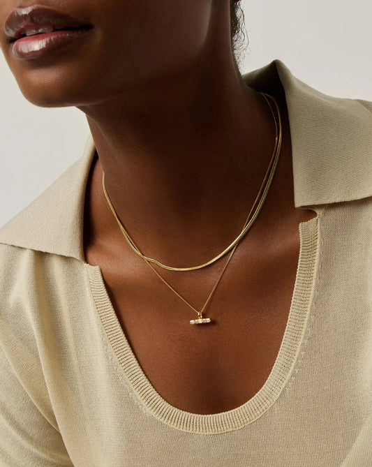 Lucy Williams T-Bar & Thin Snake Chain Necklace Set | 18ct Gold Vermeil/18ct Gold Plated Necklaces Missoma