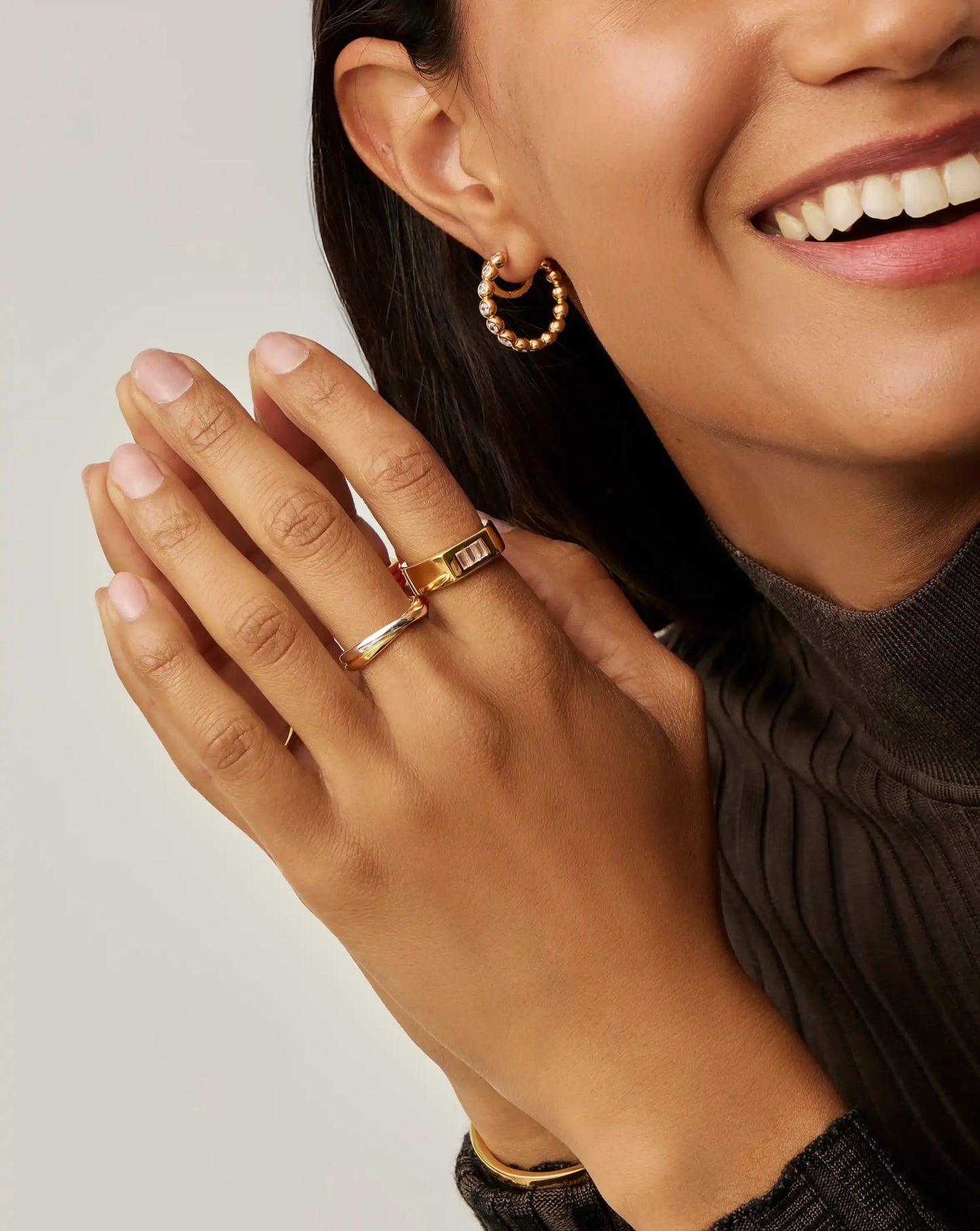 Lucy Williams Triple Stone Chunky Ring | 18ct Gold Plated Rings Missoma