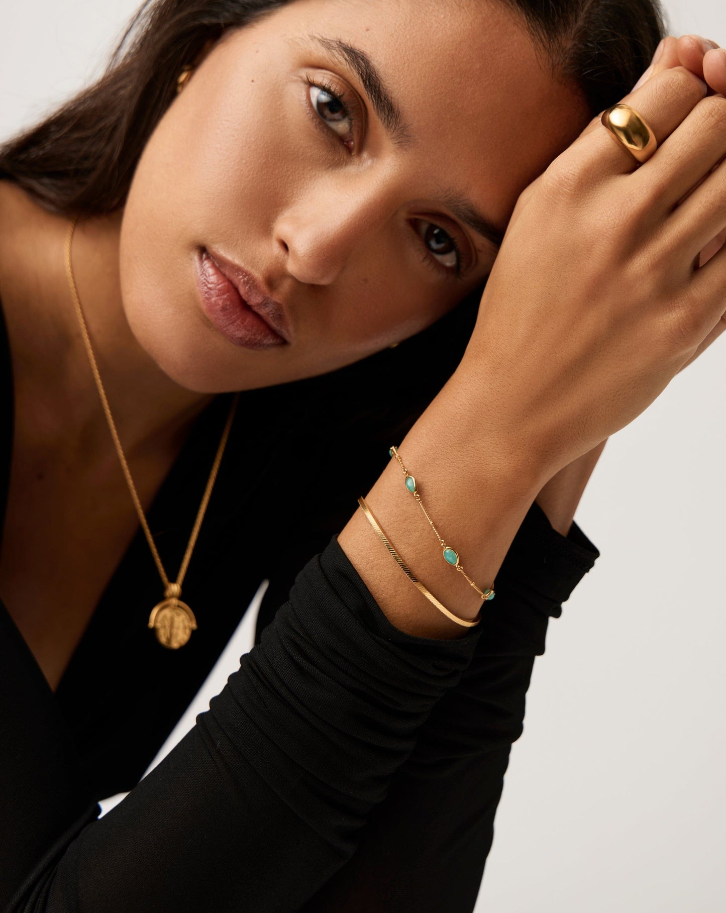 Magma Gemstone Charm Bracelet | 18ct Gold Vermeil/Amazonite Bracelets Missoma