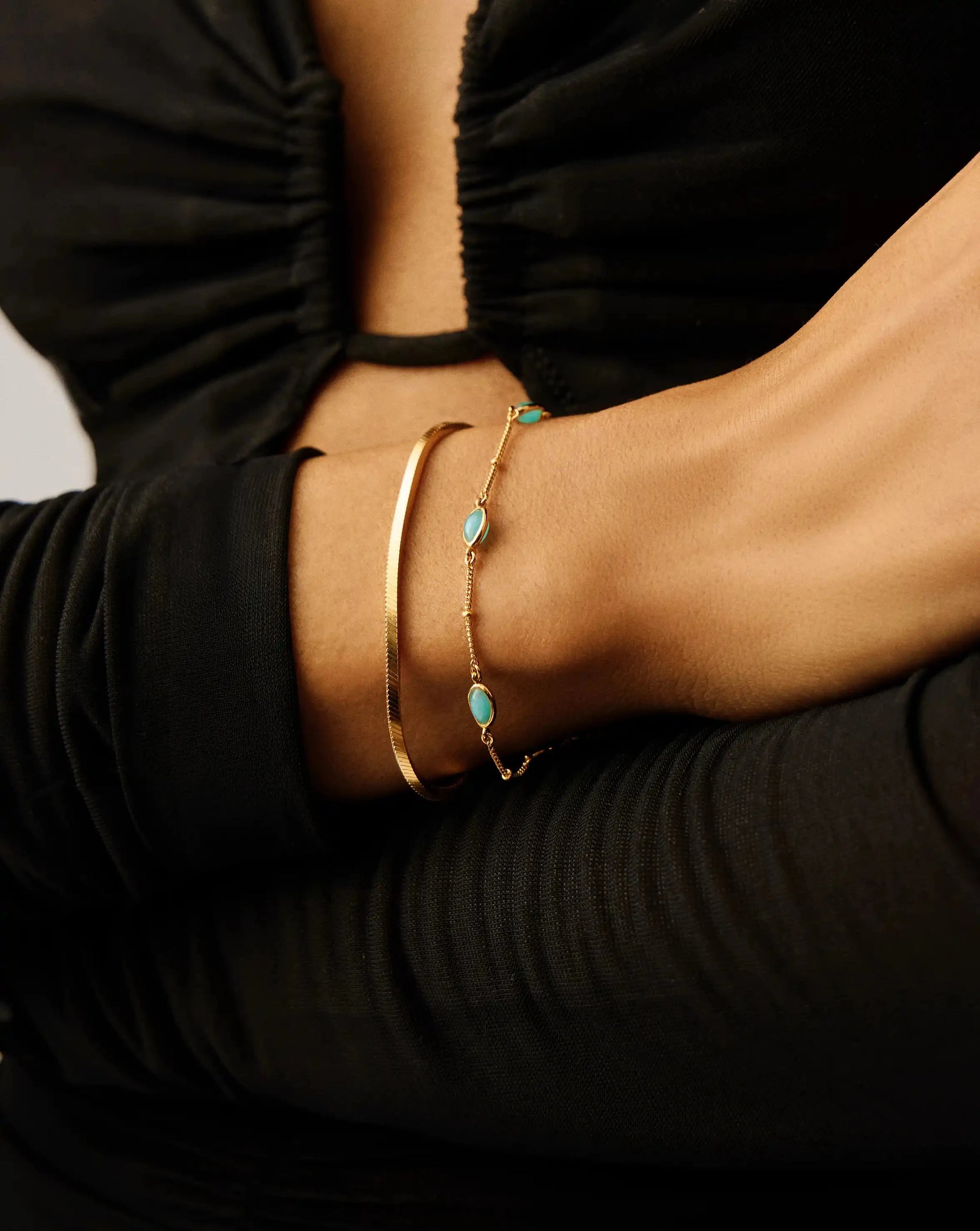 Magma Gemstone Charm Bracelet | 18ct Gold Vermeil/Amazonite Bracelets Missoma