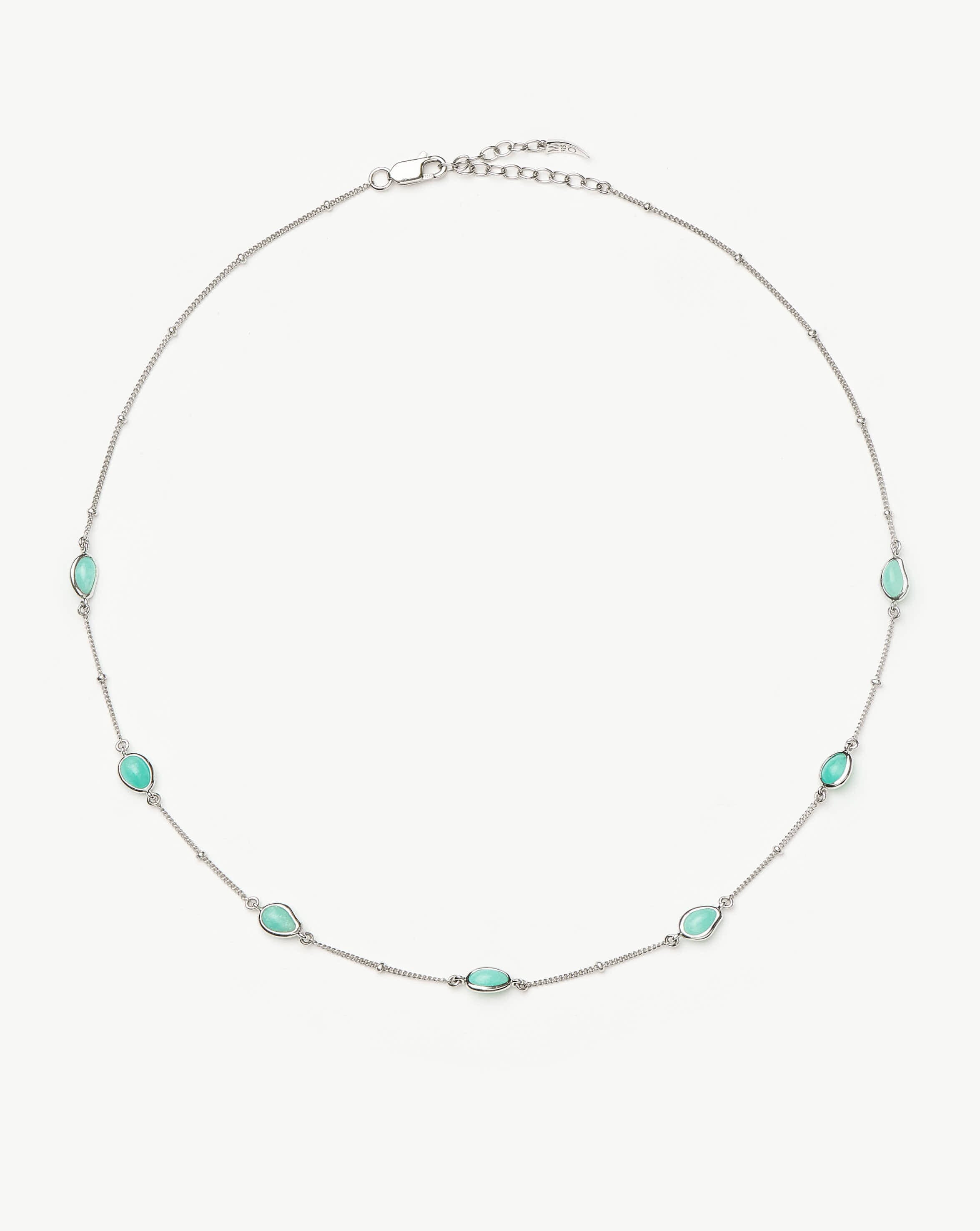 gemstone trinket necklace - silver gemstone trinket necklace - silver