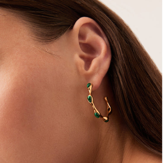 Magma Gemstone Medium Hoop Earrings | 18ct Recycled Gold Plated on Brass Earrings Missoma