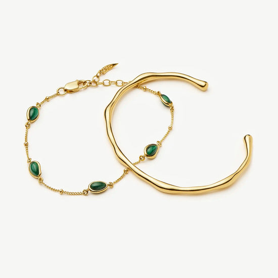 Magma Gemstone & Molten Cuff Bracelet Set | 18ct Gold Vermeil / 18ct Gold Plated Bracelets Missoma