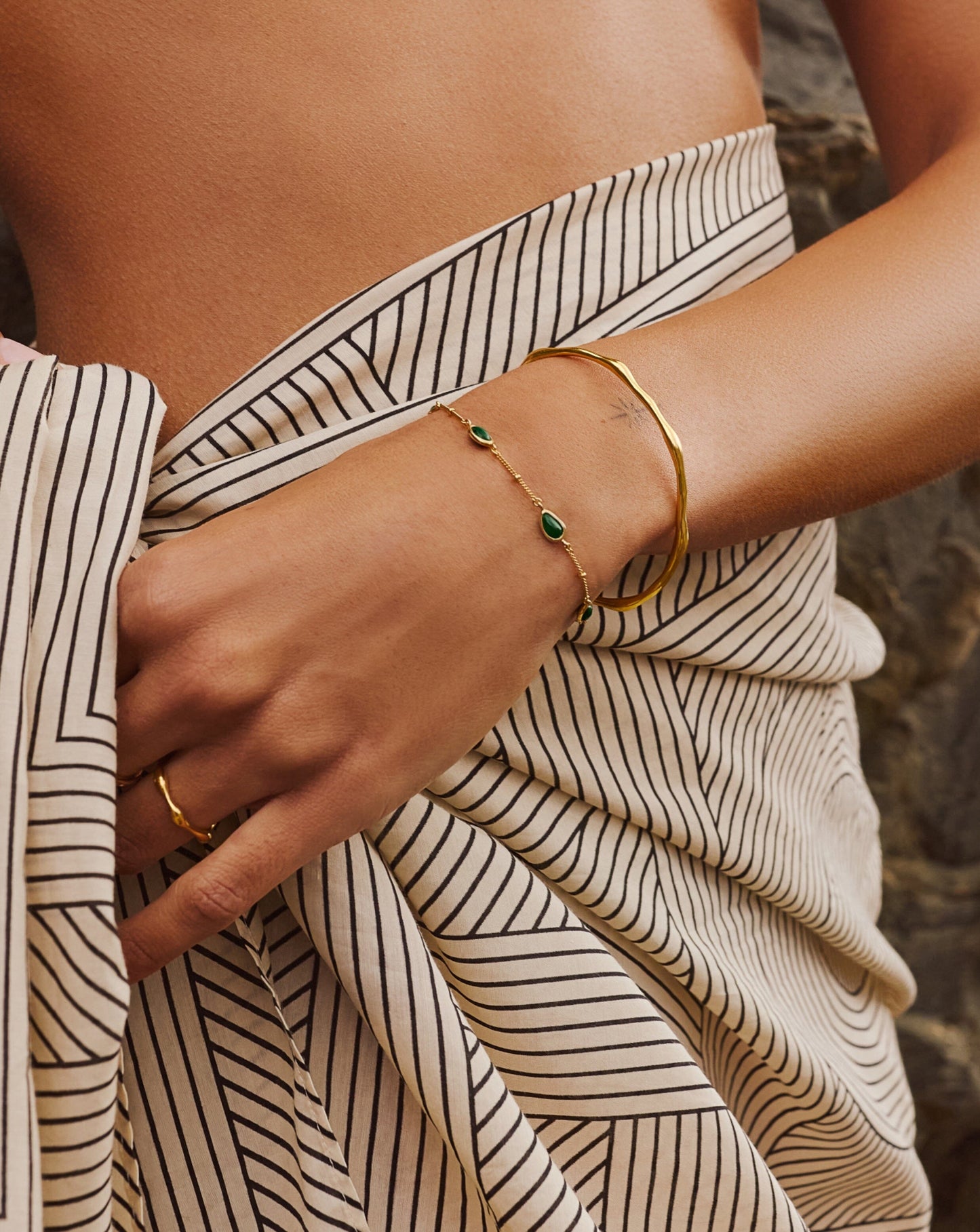 Magma Gemstone & Molten Cuff Bracelet Set | 18ct Gold Vermeil / 18ct Gold Plated Bracelets Missoma