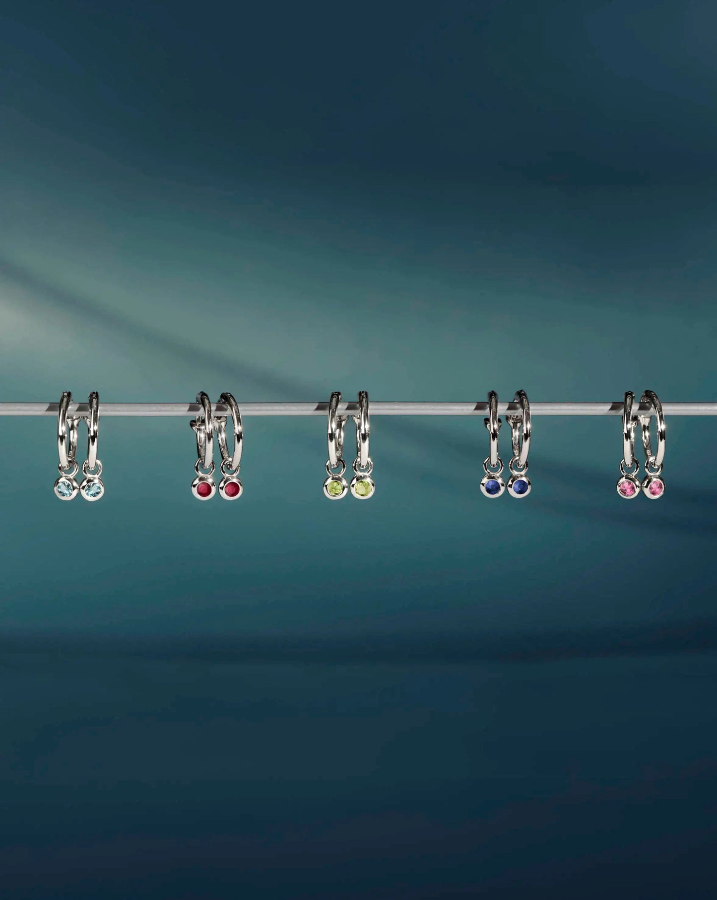 March Birthstone Mini Charm Hoop Earrings | Sterling Silver/Milky Aquamarine Earrings Missoma