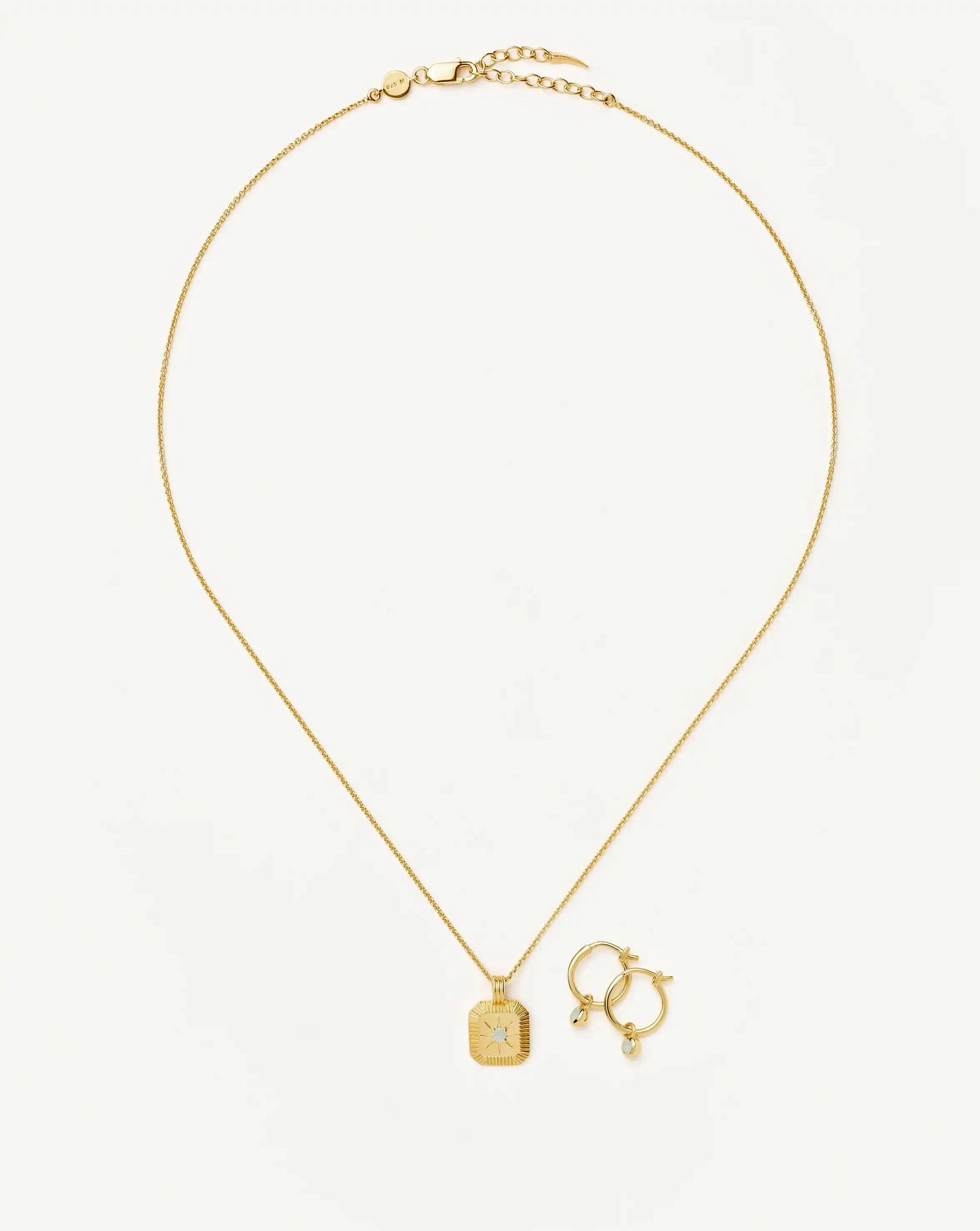 March Birthstone Necklace & Charm Earrings Set | 18ct Gold Vermeil/Milky Aquamarine Necklaces Missoma