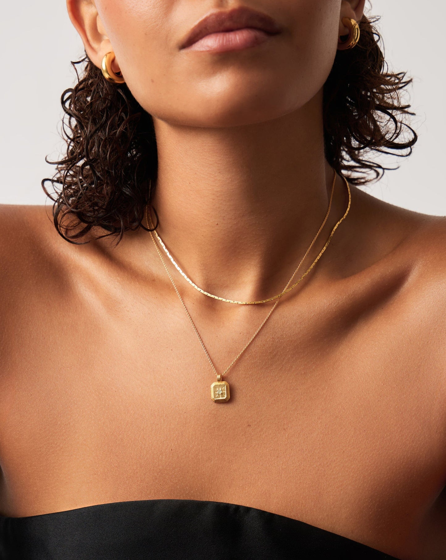 March Birthstone Pendant Necklace | 18ct Gold Vermeil/Dyed Aqua Chalcedony Necklaces Missoma