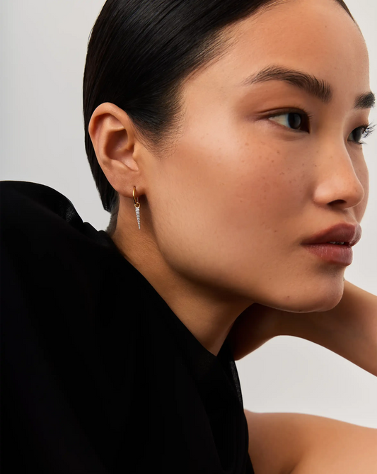 Mini Pave Spike Charm Hoop Earrings | Gold/Cubic Zirconia Earrings Missoma