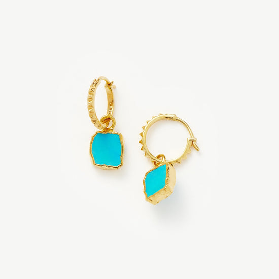 Mini Pyramid Charm Hoop Earrings | 18ct Gold Plated Vermeil/Turquoise Earrings Missoma
