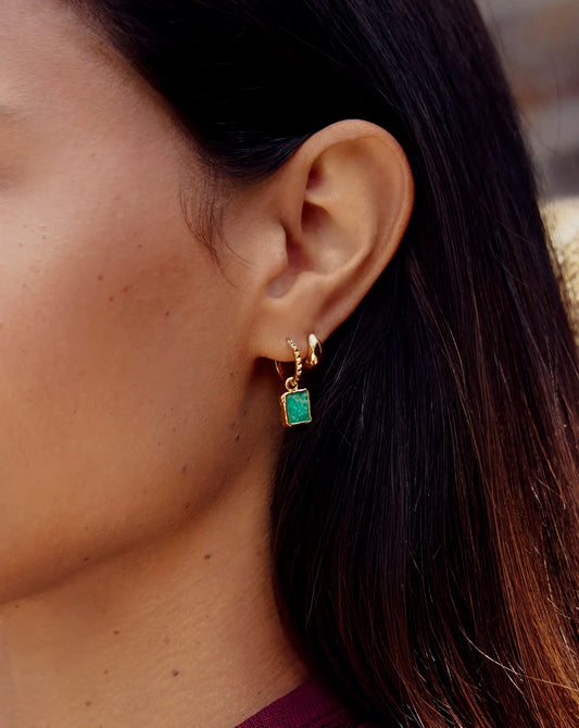 Mini Pyramid Charm Hoop Earrings | 18ct Gold Vermeil/Amazonite Earrings Missoma