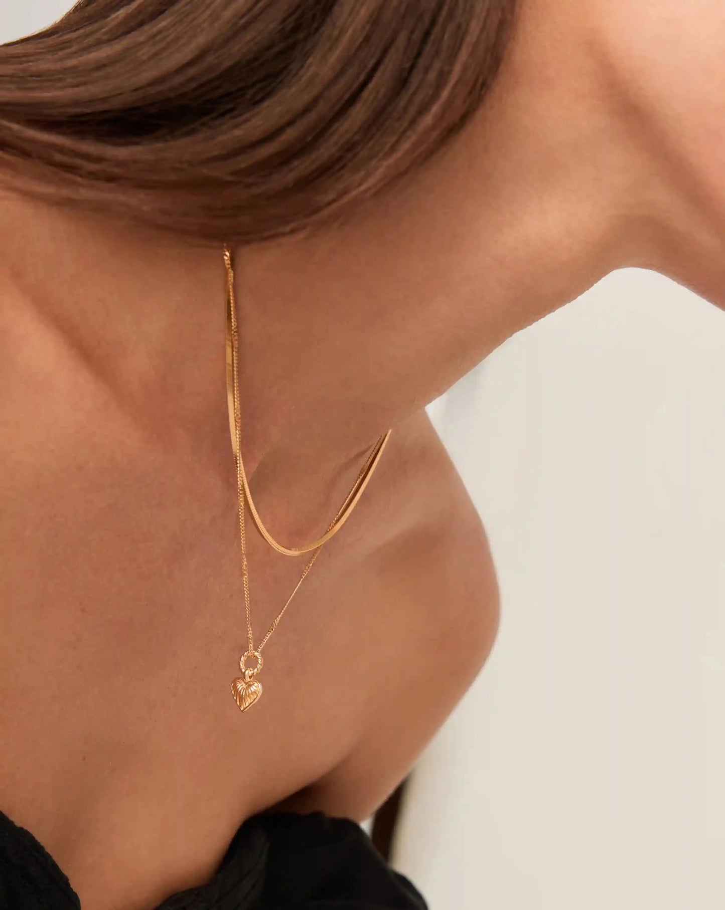 Mini Ridge Heart Chain Necklace Set | 18ct Gold Plated Necklaces Missoma