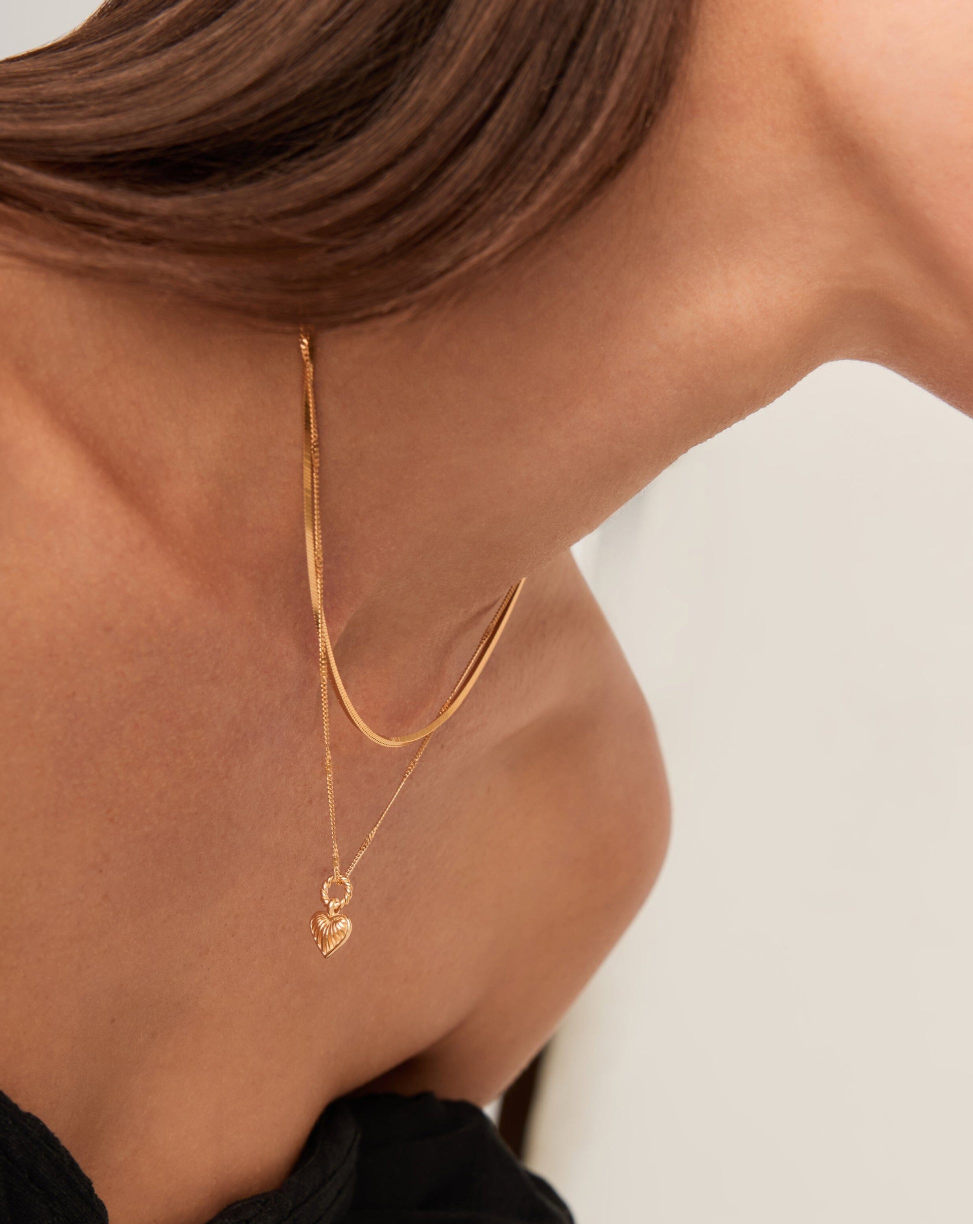 Mini Ridge Heart Charm Pendant Necklace | 18ct Gold Plated Necklaces Missoma