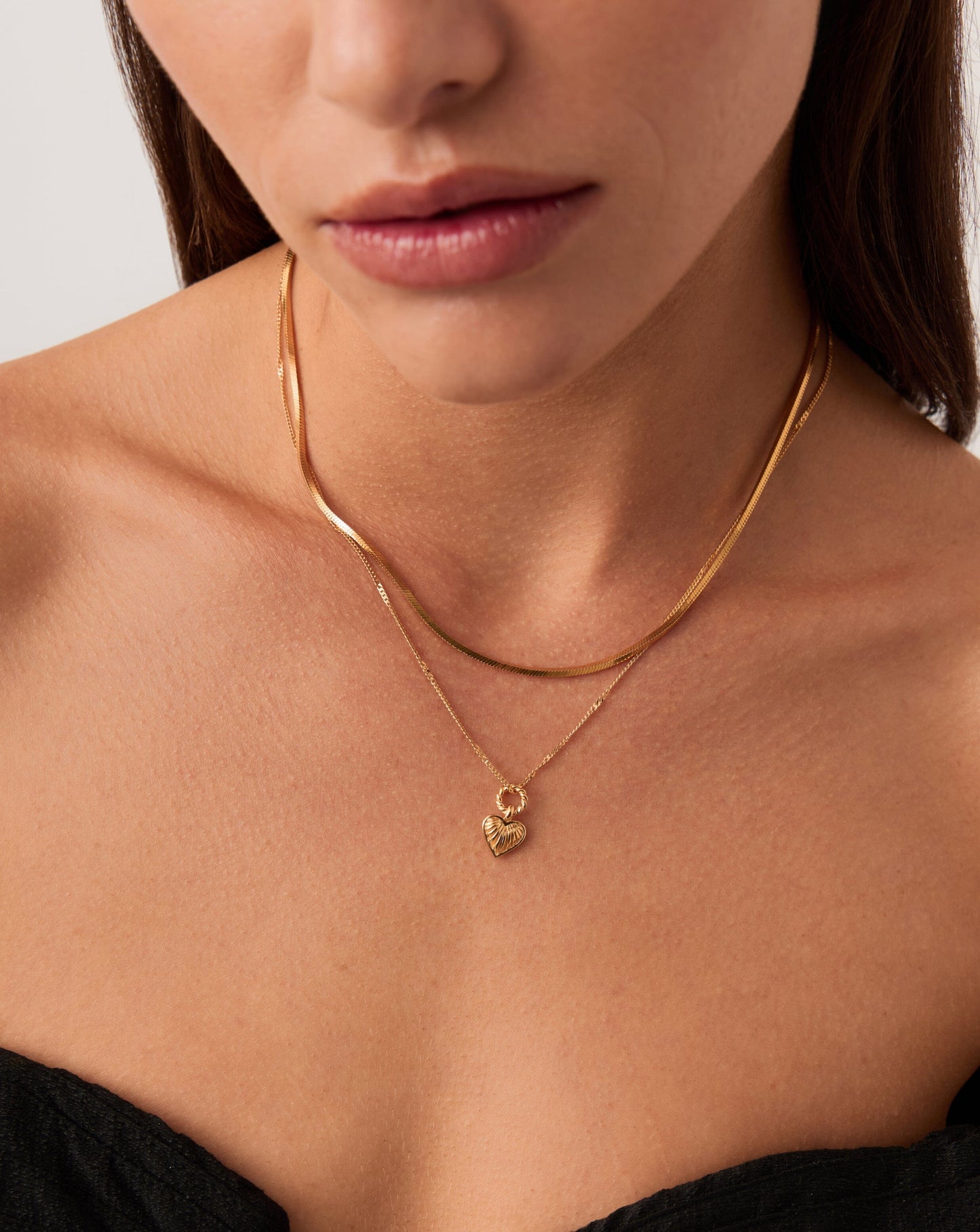Mini Ridge Heart Charm Pendant Necklace | 18ct Gold Plated Necklaces Missoma