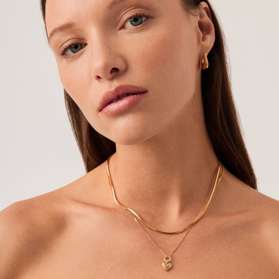 Mini Ridge Heart Charm Pendant Necklace | 18ct Gold Plated Necklaces Missoma