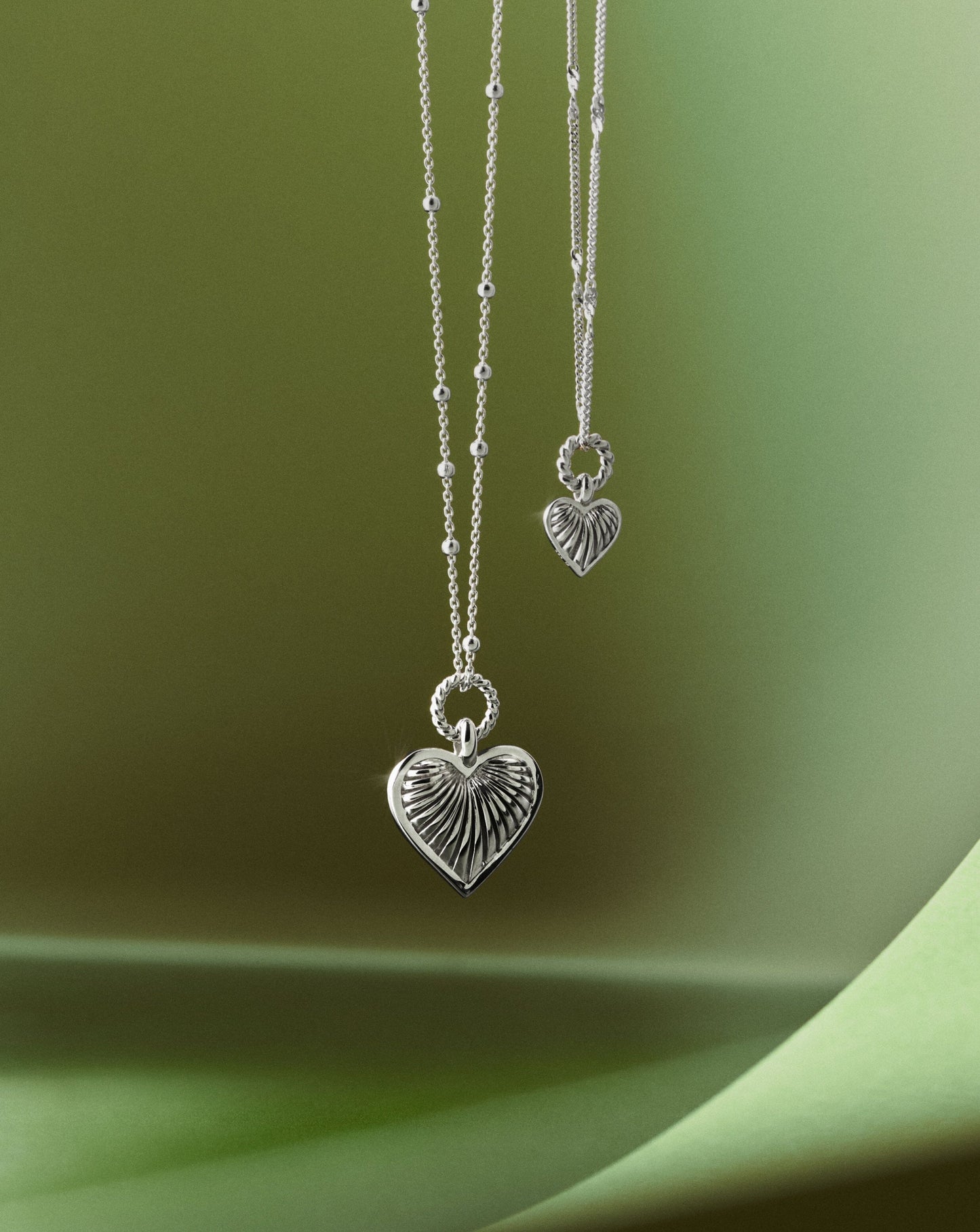 Mini Ridge Heart Charm Pendant Necklace | Silver Plated Necklaces Missoma