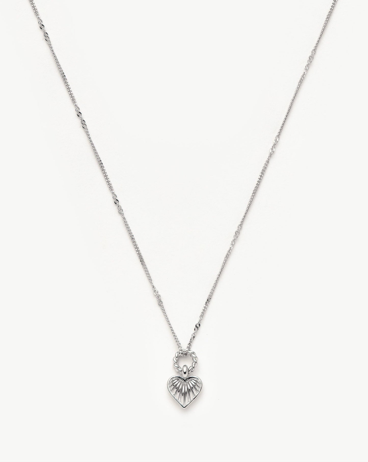 Mini Ridge Heart Charm Pendant Necklace | Silver Plated Necklaces Missoma