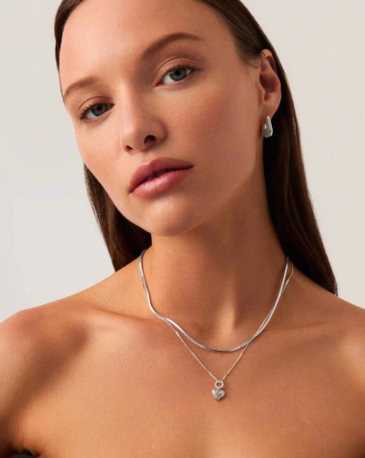 Mini Ridge Heart Charm Pendant Necklace | Sterling Silver Necklaces Missoma