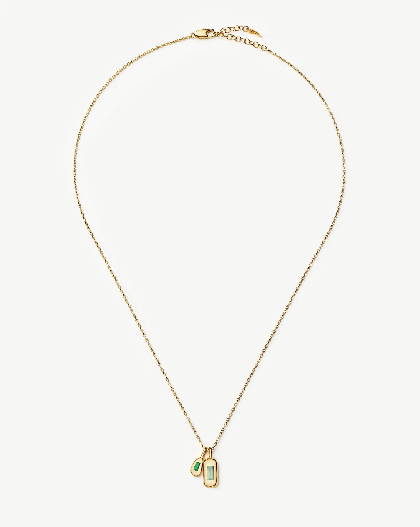 Molten Gemstone Bean Pendant Necklace | 18ct Gold Plated/Blue and Green Onyx Necklaces Missoma