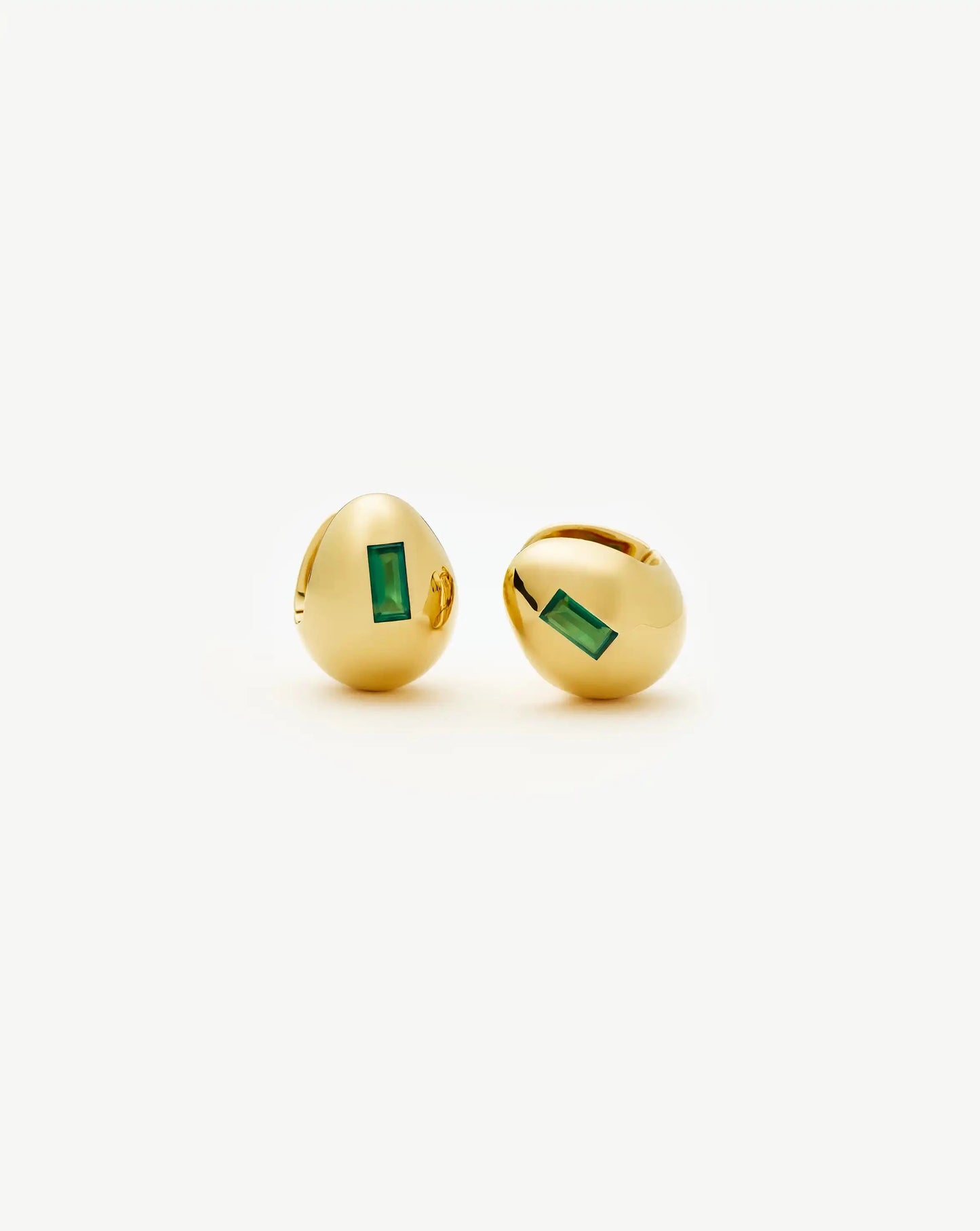 Molten Gemstone Dome Small Hoop Earrings | 18ct Gold Plated/Green Onyx Earrings Missoma