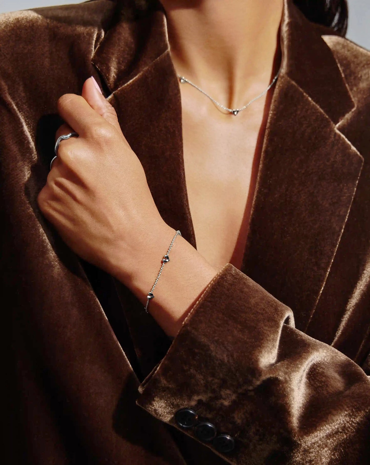 Molten Heart Mini Charm Choker & Bracelet Set | Sterling Silver Layering Sets Missoma